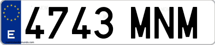 Ejemplo de matrícula de coche ordinaria 4743 MNM
