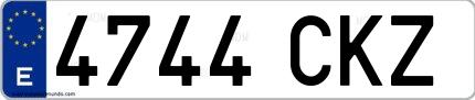 Ejemplo de matrícula española 4744 CKZ