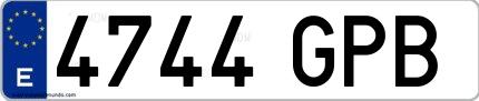 Ejemplo de matrícula española 4744 GPB