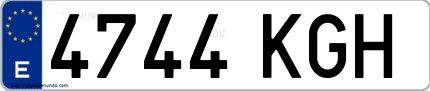 Ejemplo de matrícula española 4744 KGH