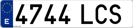 Ejemplo de matrícula de coche ordinaria 4744 LCS