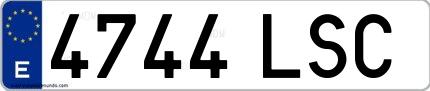 Ejemplo de matrícula española 4744 LSC