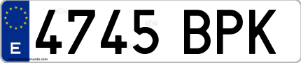 Ejemplo de matrícula de coche ordinaria 4745 BPK