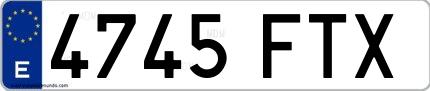 Ejemplo de matrícula española 4745 FTX