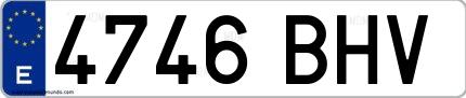 Ejemplo de matrícula española 4746 BHV