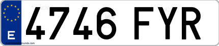 Ejemplo de matrícula de coche ordinaria 4746 FYR