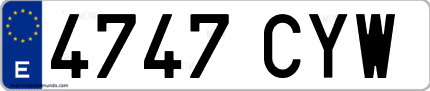 Ejemplo de matrícula de coche ordinaria 4747 CYW