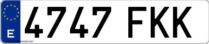 Ejemplo de matrícula española 4747 FKK