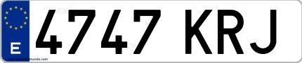 Ejemplo de matrícula española 4747 KRJ