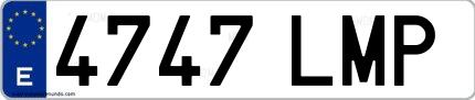 Ejemplo de matrícula española 4747 LMP