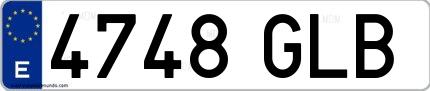 Ejemplo de matrícula española 4748 GLB