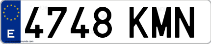 Ejemplo de matrícula de coche ordinaria 4748 KMN