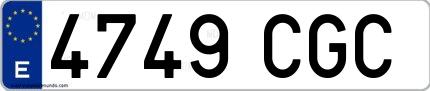 Ejemplo de matrícula española 4749 CGC