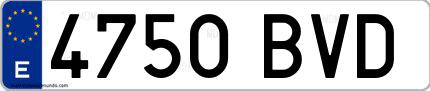 Ejemplo de matrícula española 4750 BVD