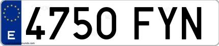 Ejemplo de matrícula española 4750 FYN