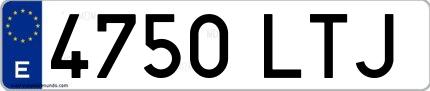 Ejemplo de matrícula española 4750 LTJ