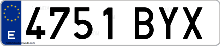 Ejemplo de matrícula de coche ordinaria 4751 BYX