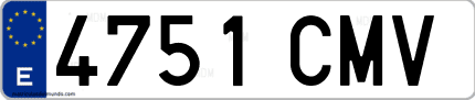Ejemplo de matrícula de coche ordinaria 4751 CMV