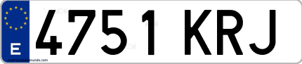 Ejemplo de matrícula de coche ordinaria 4751 KRJ