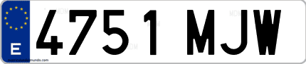 Ejemplo de matrícula de coche ordinaria 4751 MJW