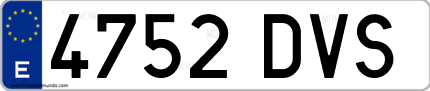 Ejemplo de matrícula de coche ordinaria 4752 DVS