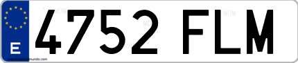 Ejemplo de matrícula de coche ordinaria 4752 FLM