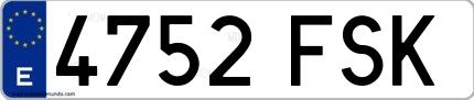 Ejemplo de matrícula española 4752 FSK