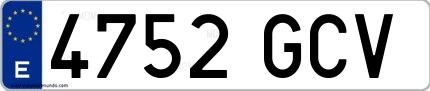 Ejemplo de matrícula española 4752 GCV