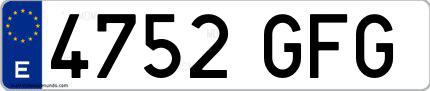 Ejemplo de matrícula española 4752 GFG