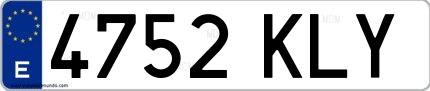 Ejemplo de matrícula española 4752 KLY