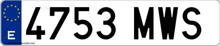 Ejemplo de matrícula española 4753 MWS