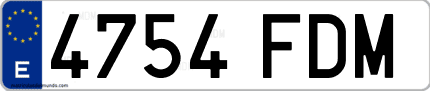 Ejemplo de matrícula de coche ordinaria 4754 FDM