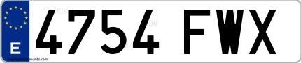 Ejemplo de matrícula española 4754 FWX