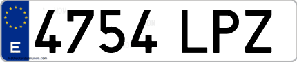 Ejemplo de matrícula de coche ordinaria 4754 LPZ