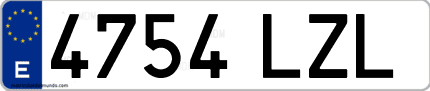 Ejemplo de matrícula de coche ordinaria 4754 LZL
