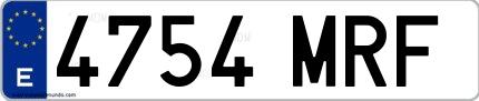 Ejemplo de matrícula española 4754 MRF