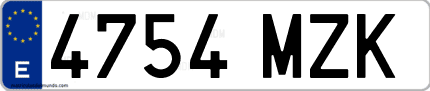 Ejemplo de matrícula de coche ordinaria 4754 MZK