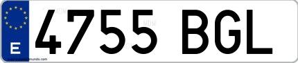 Ejemplo de matrícula española 4755 BGL