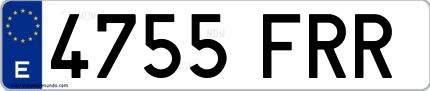 Ejemplo de matrícula española 4755 FRR