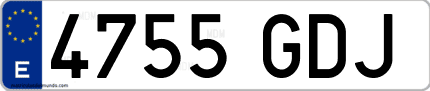 Ejemplo de matrícula de coche ordinaria 4755 GDJ