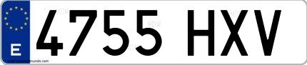 Ejemplo de matrícula española 4755 HXV