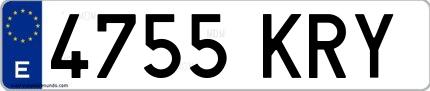 Ejemplo de matrícula española 4755 KRY