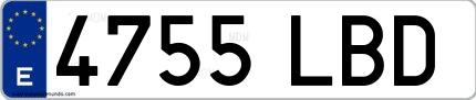Ejemplo de matrícula española 4755 LBD