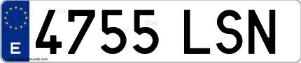 Ejemplo de matrícula española 4755 LSN