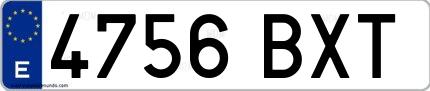 Ejemplo de matrícula española 4756 BXT
