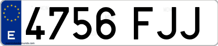 Ejemplo de matrícula de coche ordinaria 4756 FJJ