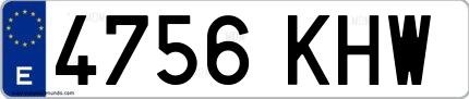 Ejemplo de matrícula de coche ordinaria 4756 KHW