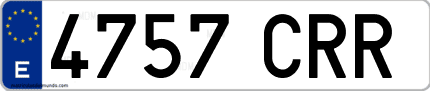 Ejemplo de matrícula de coche ordinaria 4757 CRR