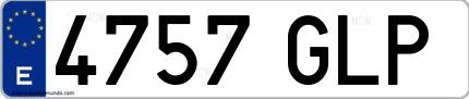 Ejemplo de matrícula española 4757 GLP