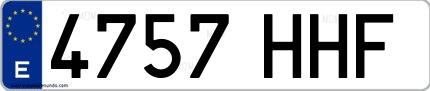 Ejemplo de matrícula española 4757 HHF
